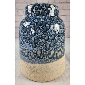 Pier 1 Vtg NWT Crystalline Blue Pottery Vase Textured Speckled Glaze Ceramic